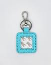 Aqua Square Leather Key Fob