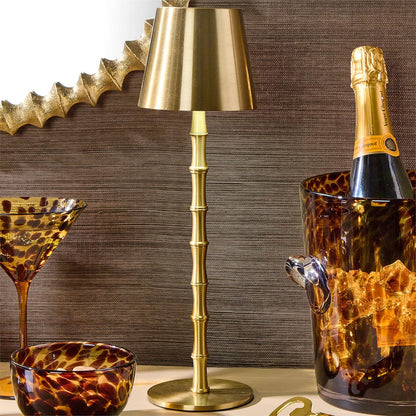 LED Portable Cordless Gold Bamboo Table Lamp in GB