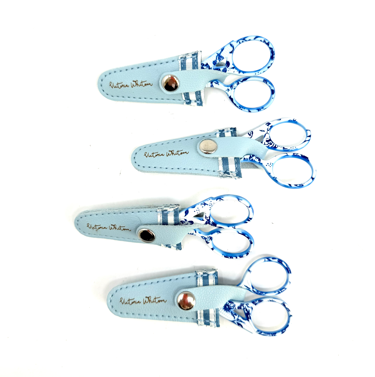 3.5” Blue Toile Scissors with Gingham Lined Sheath