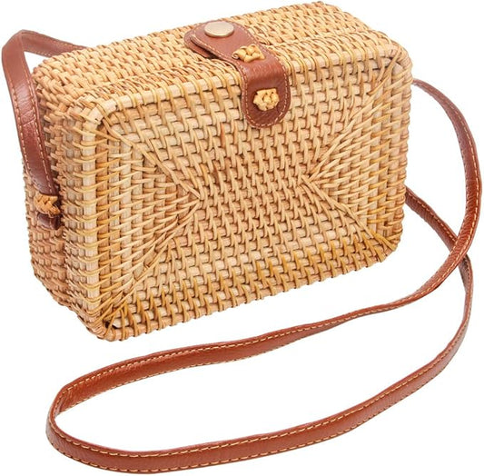 Rattan Square Crossbody