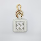 white Square Leather Key Fob