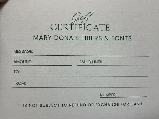 Mary Dona’s Gift Card
